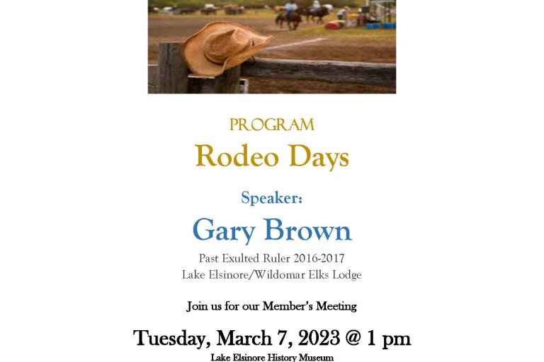 Lake Elsinore Historical Society Meeting Notice