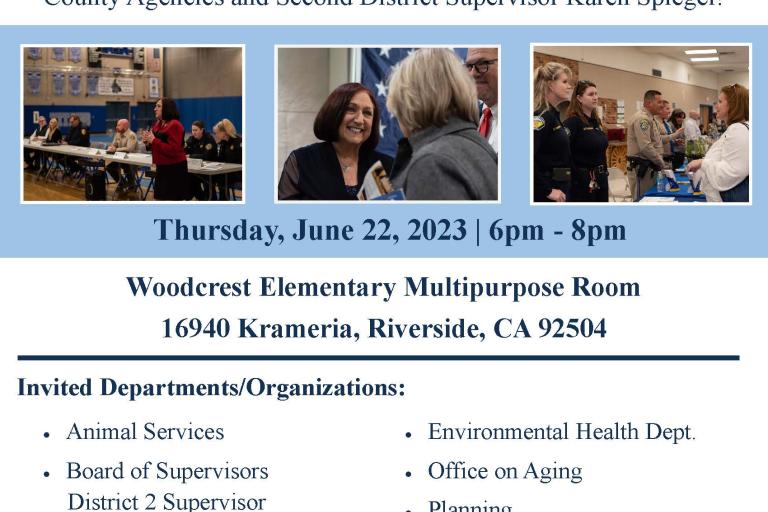 Woodcrest Town Hall Meeting Flyer