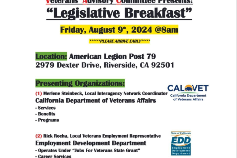 Riverside County Veterans’ Advisory Committee's "Legislative Breakfast"