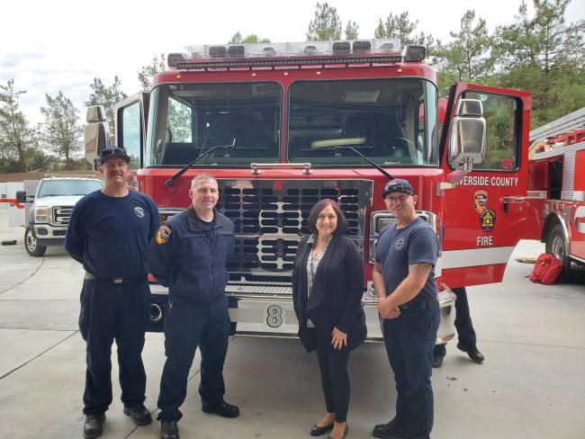 Supervisor Karen Spiegel with fire fighters
