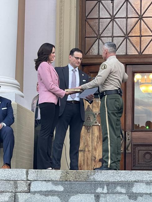 Sheriff Biano being sworn in