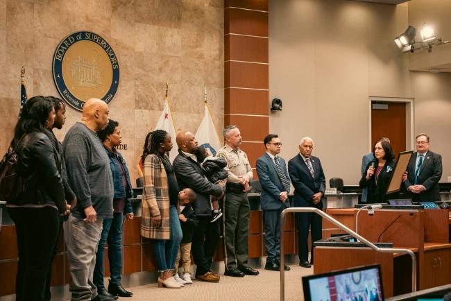 BOS Presenting Proclamation to the Calhoun Family