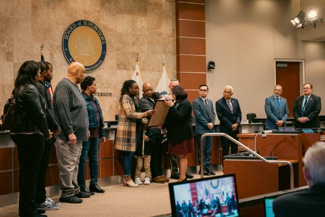 BOS Presenting Proclamation to the Calhoun Family