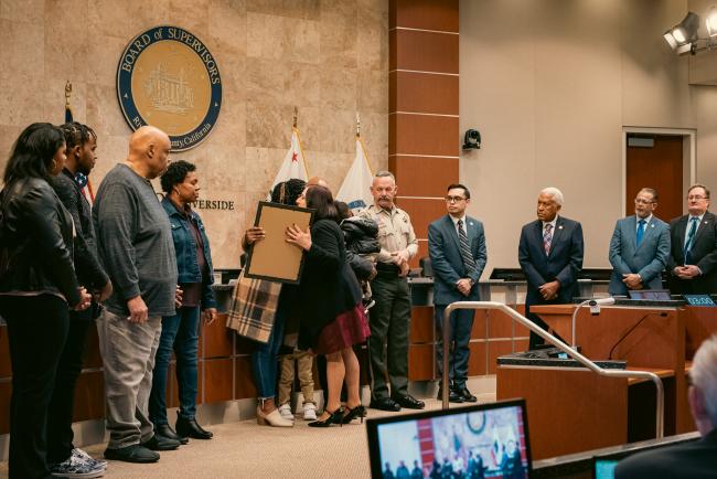 BOS Presenting Proclamation to the Calhoun Family