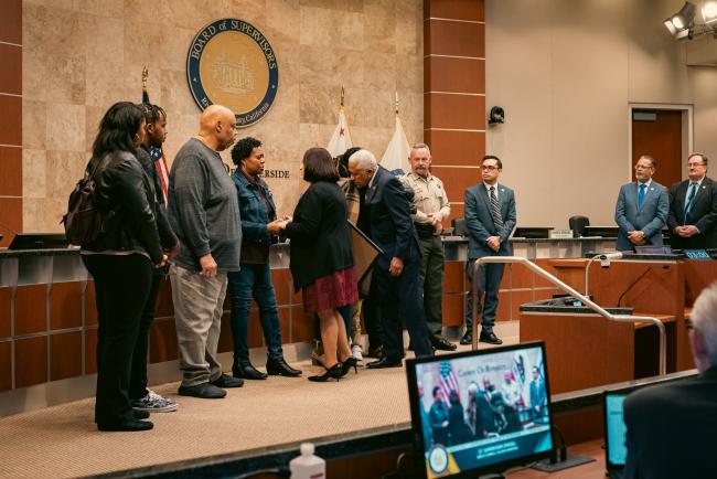 BOS Presenting Proclamation to the Calhoun Family