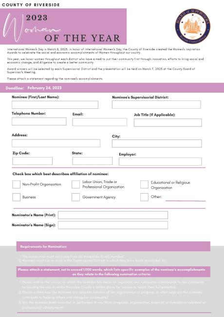 Woman of the Year Application