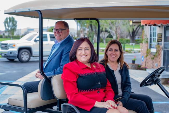 Supervisor Spiegel, Phil Paule, and Stephanie Garcia at the Elsinore Valley Cemetery District