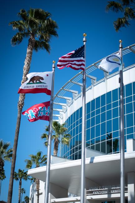 Child Abuse Prevention Month Flag with the California, US and Riverside County flags