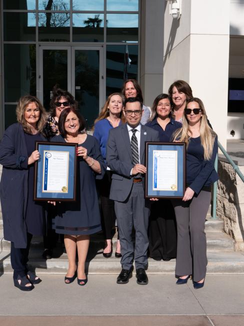 Award recipients at the flag raising ceremony