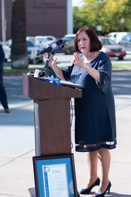 Supervisor Spiegel at the flag raising ceremony