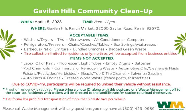 Gavilan Hills Clean up Page 1