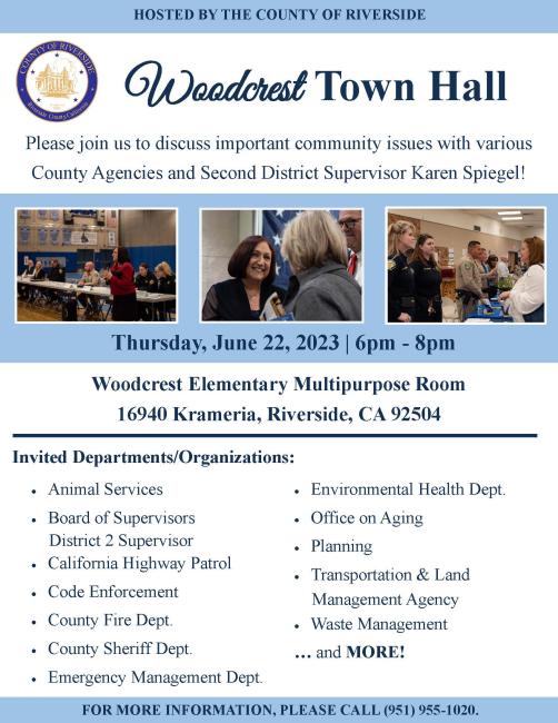 Woodcrest Town Hall Meeting Flyer