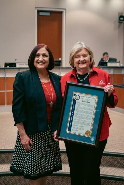Supervisor Spiegel and Volunteer of the Year Laurie Gwyn