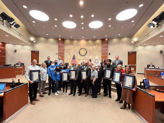The Board of Supervisors with All 5 District Winners for Volunteer and Volunteer Organization of the Year