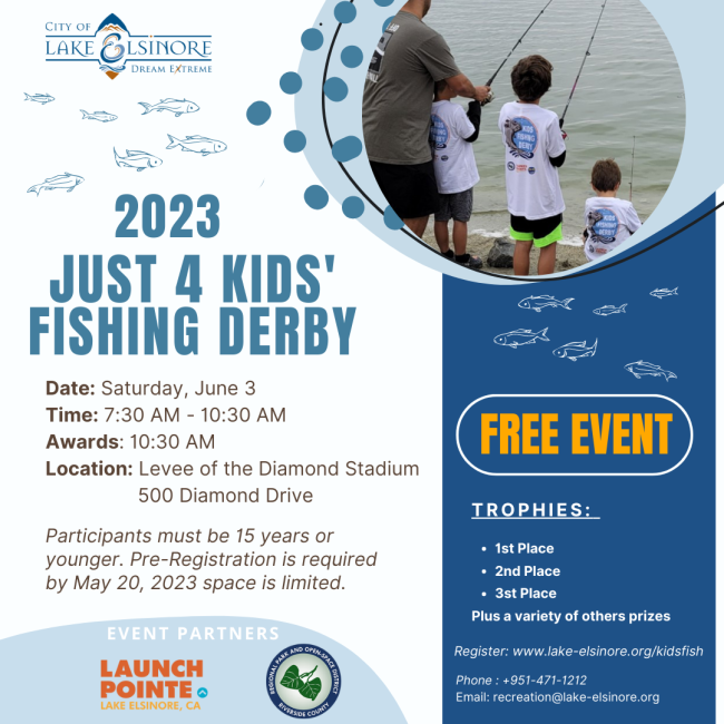 Lake Elsinore Just 4 Kids Fishing Derby Flyer