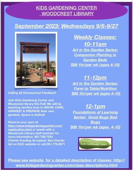 Kids Gardening Center Woodcrest Library