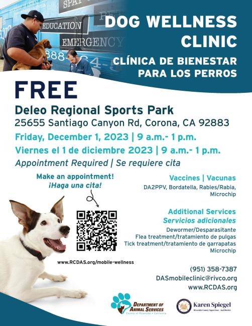 Dog Wellness Clinic Deleo Regional Sports Park