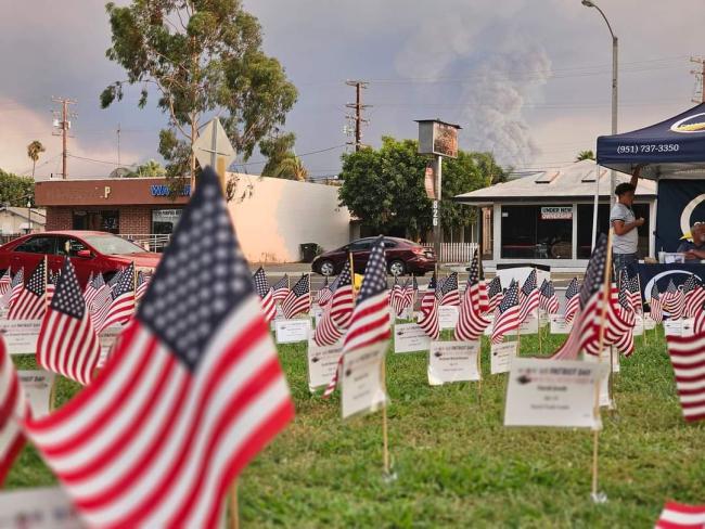 American flags on the Historic Civic Center lawn