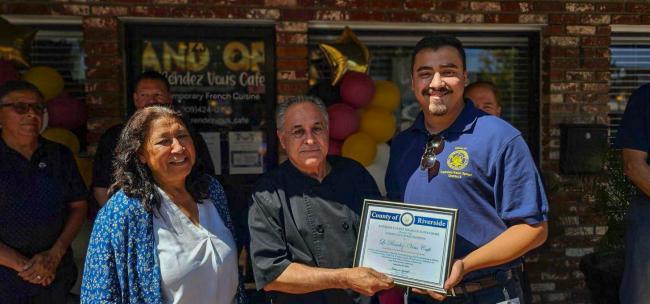 Supervisor Spiegel and Second District Team Celebrate Grand Opening of Le Rendez-Vous Cafe in Lake Elsinore