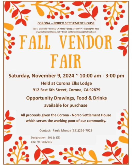 Corona-Norco Settlement House Vendor Fair