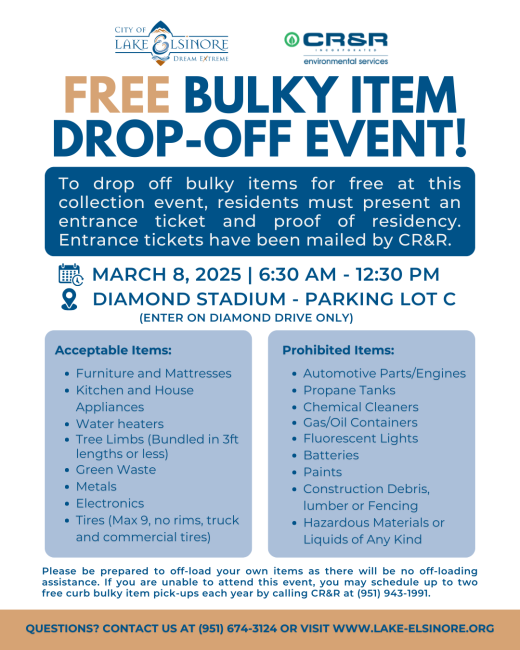 Lake Elsinore Free Bulky Item Pick Up