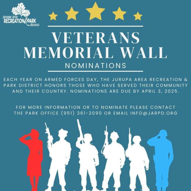 JARPD Veterans Memorial Wall Nominations
