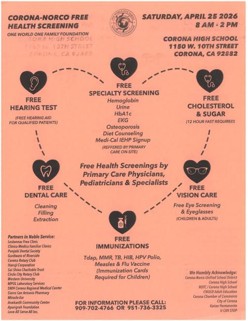 Corona-Norco Free Health Screening