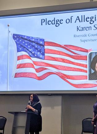 Supervisor Spiegel Leads Pledge of Allegiance at Installation of 2023 Officers for the Women's Council of Realtors Inland Valley