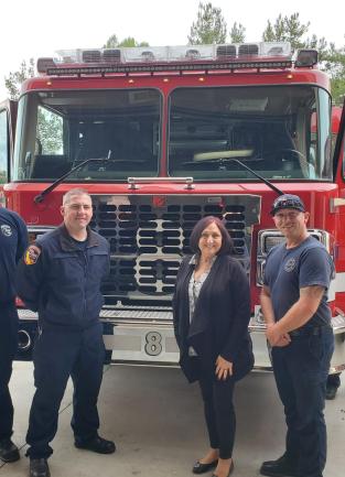 Supervisor Karen Spiegel with fire fighters