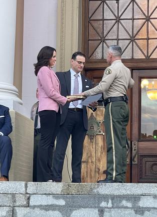 Sheriff Biano being sworn in