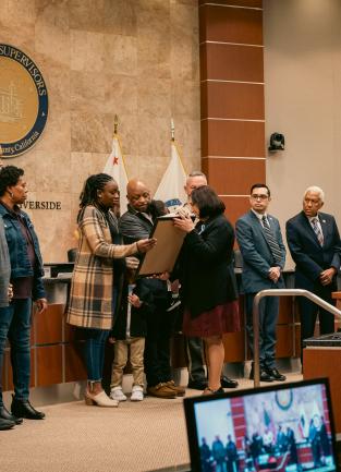 BOS Presenting Proclamation to the Calhoun Family