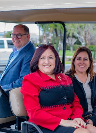Supervisor Spiegel, Phil Paule, and Stephanie Garcia at the Elsinore Valley Cemetery District 