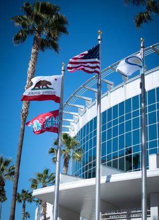 Child Abuse Prevention Month Flag with the California, US and Riverside County flags