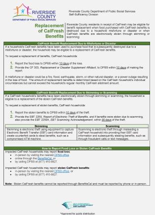 Replacement of CalFresh Benefits