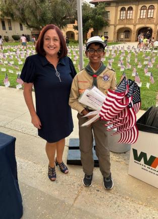American flags on the Historic Civic Center lawn